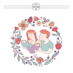 Happy family. Family day.  Vector illustration.