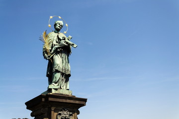 Obraz premium Saint John of Nepomuk statue, Charles Bridge, Prague, Czech Republic