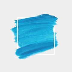 Fototapeta premium Logo brush painted textured watercolor art abstract background vector illustration over square frame. Perfect design for headline, logo and sale banner. 