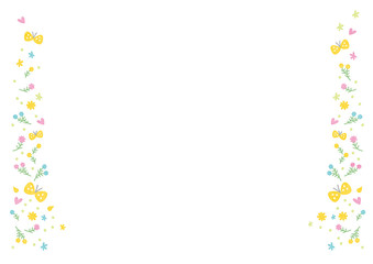 花 チョウチョ 水彩 両端