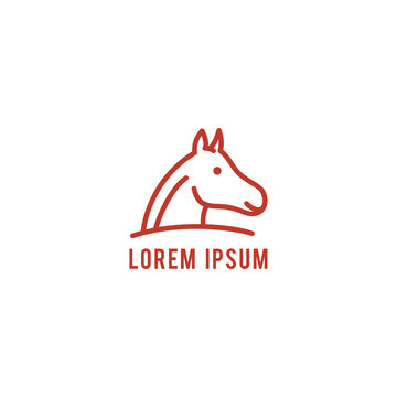 Horse  logo template, head horse line art vector illustration
