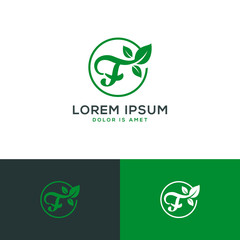 initial letter F natural leaf logo template vector illustration