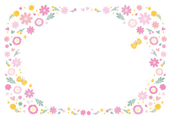 花 水彩 フレーム ピンク