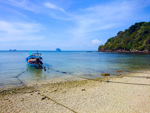 Boat at Panka Noi beach, Koh Bulone island , Satun 