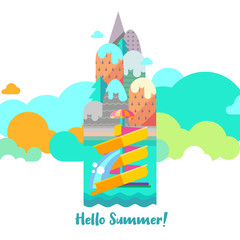 Fototapeta premium Hello summer. Vector illustration.