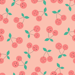 cherries pattern on pink