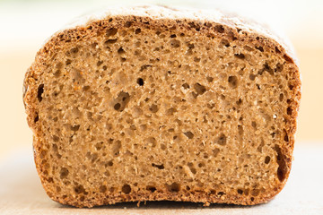 Closeup of homemade sourdough wholegrain bread with Amaranth seeds
