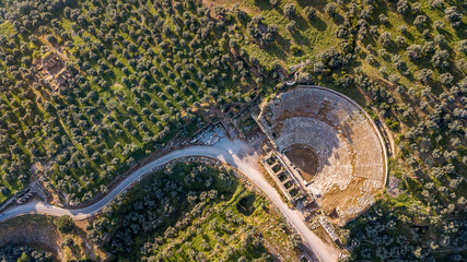 Ancient theater surrounded by olive orchards, Nysa, Turkey
