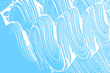 Fototapeta na wymiar Natural soap texture. Amusing light blue foam trace background. Artistic delicate soap suds. Cleanliness, cleanness, purity concept. Vector illustration.