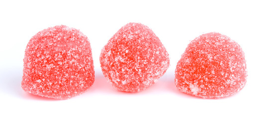 Colored tasty jelly sweet sugar candies isolated on white background