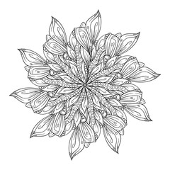 Vector abstract black and white ethnic mandala motif