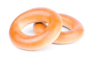 Group of tasty bagels isolated on a white background
