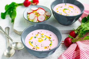 Cold radish, cucumber and yogurt soup