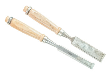 Firmer chisels isolated on white top view