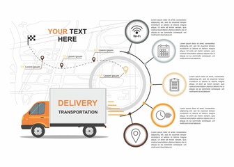 Orange Cargo Delivery Business infographic with transport	