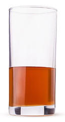 Glass of fresh apple juice half completed