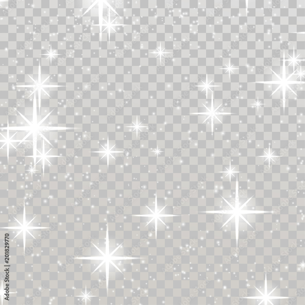 Wall mural bright shimmering sparkling stars over checkered background