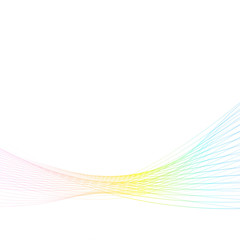 Bright rainbow gradient colorful lines composition over white background