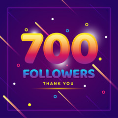 700 followers thank you colorful background and glitters. Illustration for Social Network friends, followers, Web user Thank you celebrate of subscribers or followers and likes