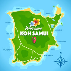 Naklejka premium Koh Samui Map Vector
