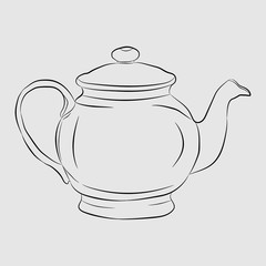 teapot contour drawing in pencil
