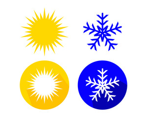 snowflake and sun icon set