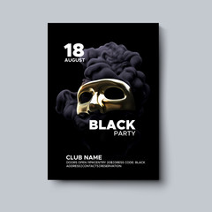 Black party poster design. - obrazy, fototapety, plakaty