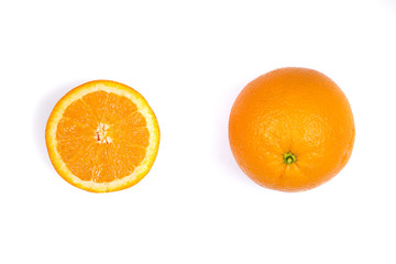 Ripe orange on white background