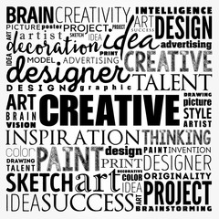 CREATIVE word cloud, creative business concept background