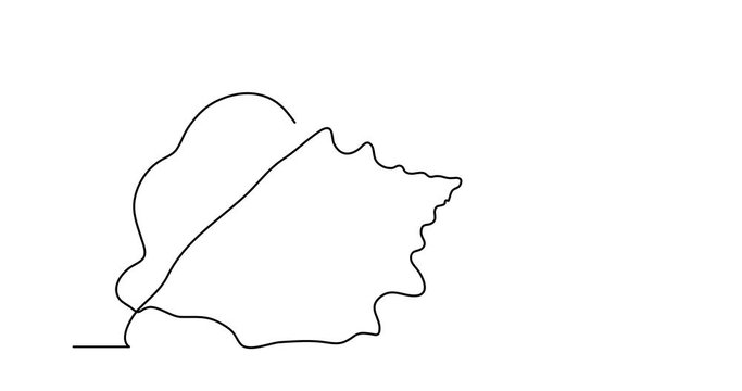 Self drawing animation of single line drawing of sea shell
