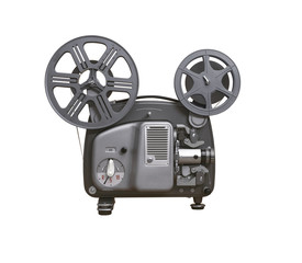 isolated 8mm film projector