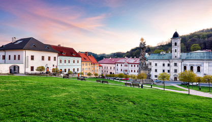 Historic square in the mining town of Kremnica, Slovakia