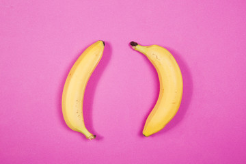 Banana on pink background