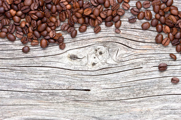 Food background with black roasted coffee beans