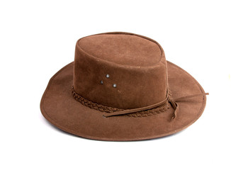 Brown cowboy hat isolated on the white