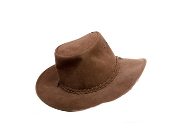 Brown cowboy hat isolated on the white
