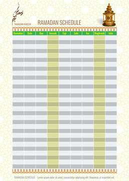 Ramadan Calendar Schedule - Fasting and Prayer time Guide