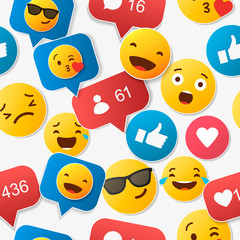 emoji seamless pattern on a white background. illustration