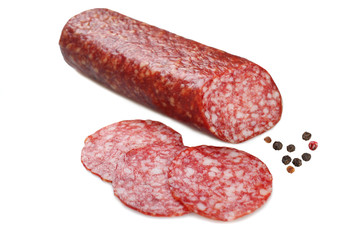 Sliced salami and spices