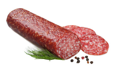 Sliced salami, dill and spices