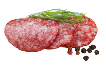 Sliced salami, dill and spices