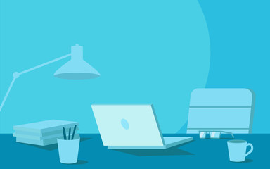 Work smart with technology on desktop business lifestyle in flat graphic design