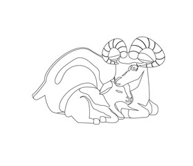 concept of happy family for coloring, wild animals on isolated background, for coloring