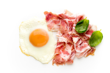 Eggs and baconon on the isolated background.