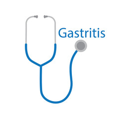 gastritis text and stethoscope icon- vector illustration