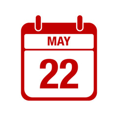 22 May calendar red icon. twenty two