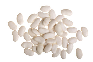 Fototapeta na wymiar White kidney beans isolated on white background close up. Top view