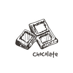 Hand drawn chocolate. Sketch, vector illustration.