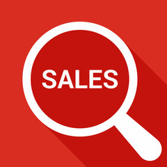 Advertising Concept: Magnifying Optical Glass With Words Sales