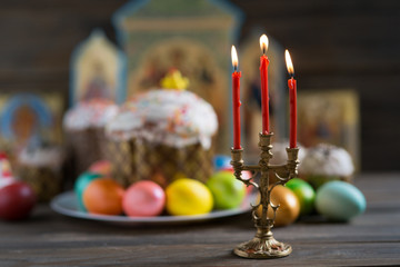 Easter cake and painted eggs